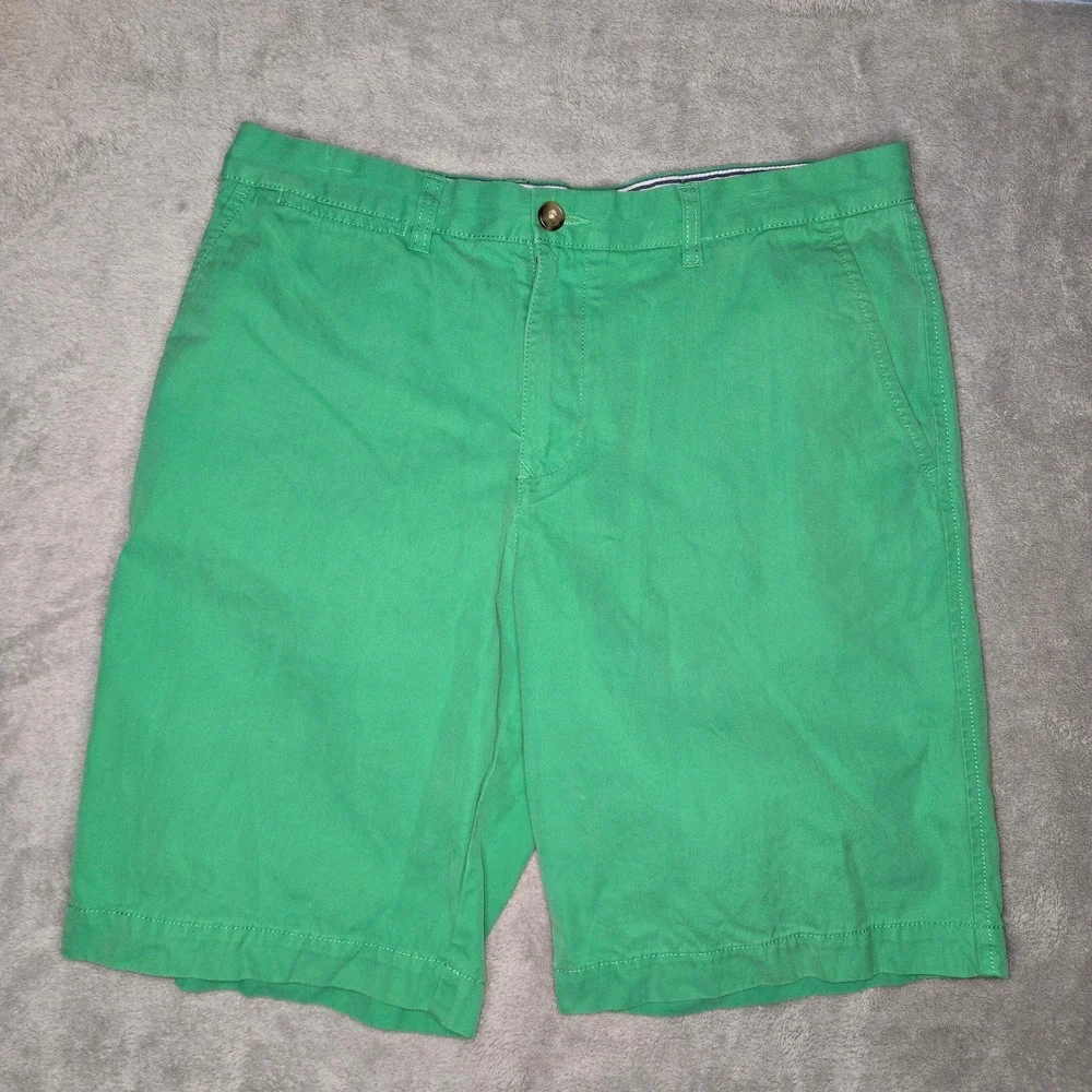 Tommy Hilfiger Mens Green Chino Shorts Size 34 Flat Front Cotton Twill Casual